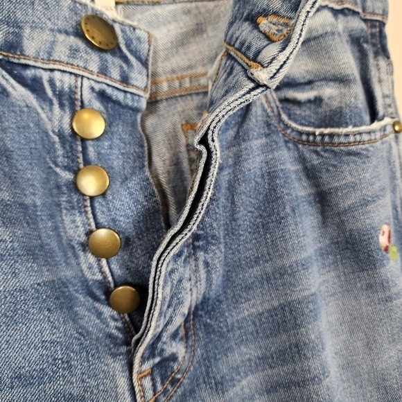 THE GREAT. the rigid fellow floral embroidered jeans, size 24, nwot - Picture 3 of 7